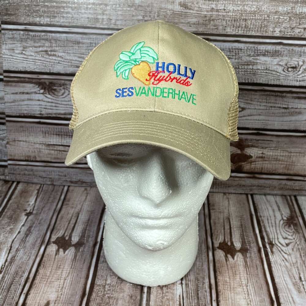 Holly Hybrids Sesvanderhave Tan Beige Hat Cap Snapback Men's OS Farm Ag NWOT